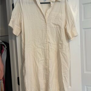 Old Navy Cream Casual Button Down Dress